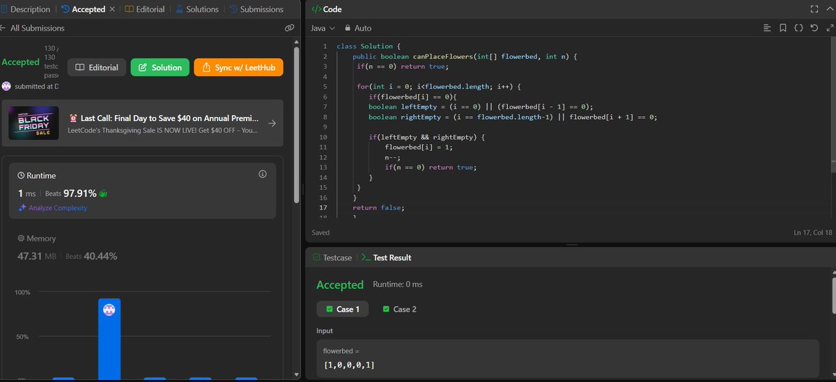 payalbains53359's tweet image. 🌱 Day 1 of my LeetCode journey!
✅Today Solved Problems : 
Easy: Can Place Flowers
Hard: Maximum Running Time of N Computers
Building consistency by solving problems daily while also leveling up my Web Dev skills 🚀💻
#LeetCode #CodingJourney #DailyCoding