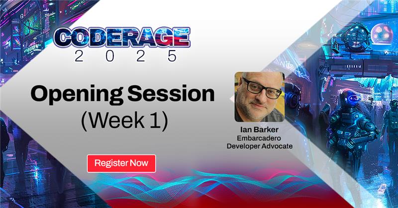 EmbarcaderoTech's tweet image. Join Ian Barker as he kicks off CodeRage 2025 today at 10 AM CST!
This year’s most anticipated online dev conference is packed with sessions on Delphi, C++Builder, data security, UI/UX, computational math, AI tools, and more.

Register now:  tinyurl.com/CodeRage-2025-…

#CodeRage2025…