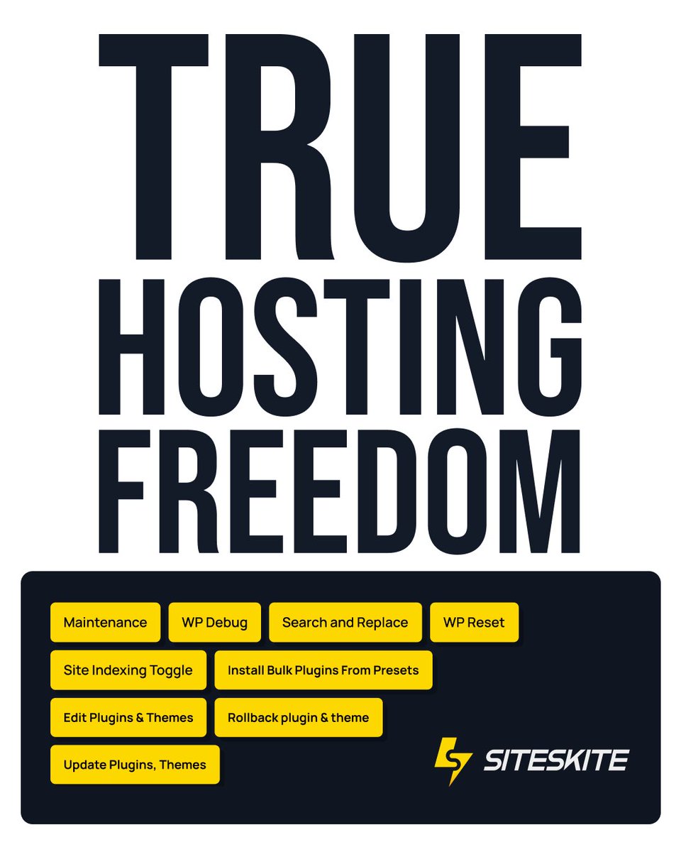 RocketHub's tweet image. Finally… real hosting freedom 🔥
Manage debugging, resets, indexing, and more with one powerful toolkit.

Start simplifying your workflow now! 😉

#wordpressmanagement #hostingtools #webagencylife #siteskite #rockethubdeal