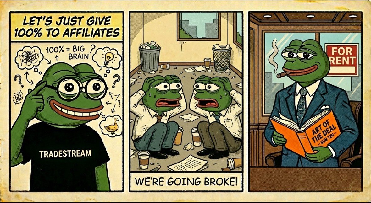 from today until feb 14, affiliate payout is set to 100 percent.

exchanges pay us for volume, but during this window you get that entire payout instead of us.

if your ref generates $100 in fees, you get all $100.

we're not reverting it.

dont ask why. just enjoy

linkbelow👇