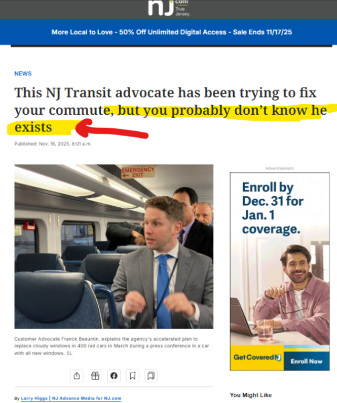 rudezoneNJT's tweet image. Two weeks after the article below and the NJ Transit Customer Advocate refuses to install signs and posters at stations for his position.

What kind of Customer Advocate refuses such a common sense request?

Answer is a PUPPET of the NJ Transit Corporate office!

He has no…