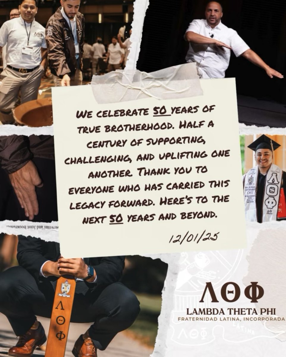 What began at Kean College in 1975 now spans generations. Here’s to 50 years of purpose, progress, and Hermandad.

A national and heartfelt salute to our Fraternal and Founding Fathers, and to Alpha Chapter - where it all started.

#LambdaThetaPhi #ΛΘΦ #Lambdas #50YearsofLambda