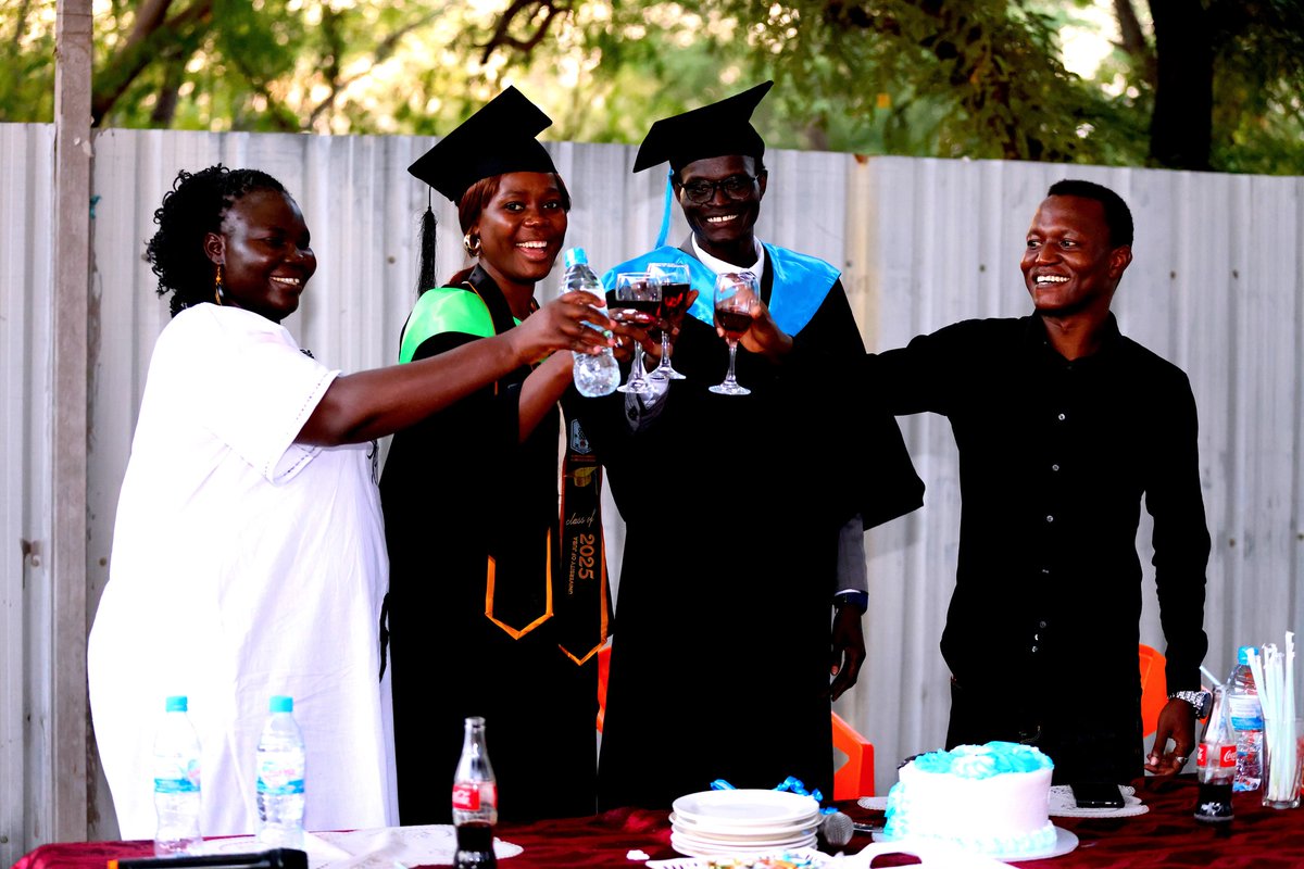 amdissmedia's tweet photo. The AMDISS team celebrated the academic achievements of Emmanuel Wani Farajalla and Wilima Grace on Friday, November 28, 2025. Both recently graduated from the University of Juba.
The team also celebrated Sam Pax's birthday, the IT officer. AMDISS staff and freelance journalists extended their best wishes to them.