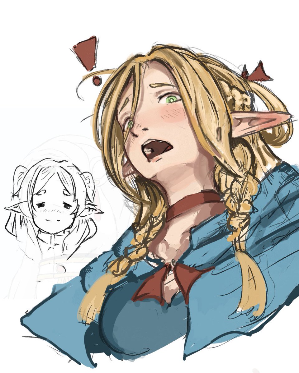 ribbon0406's tweet image. think i drew the wrong elf :)
#dungeonmeshi #frieren