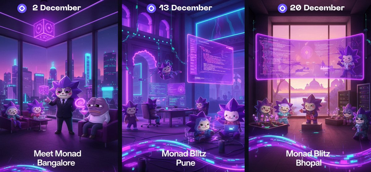 Monad Starts December Strong - Three Stops, One Mission.

This December, Monad is bringing builders together across India with one clear goal: accelerate the next wave of high-performance Web3 development 👇