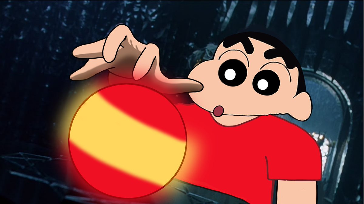 N1000sh's tweet image. Eh! Que Shin Chan ha invocado a toda la población de España para que lo defienda de un Indio