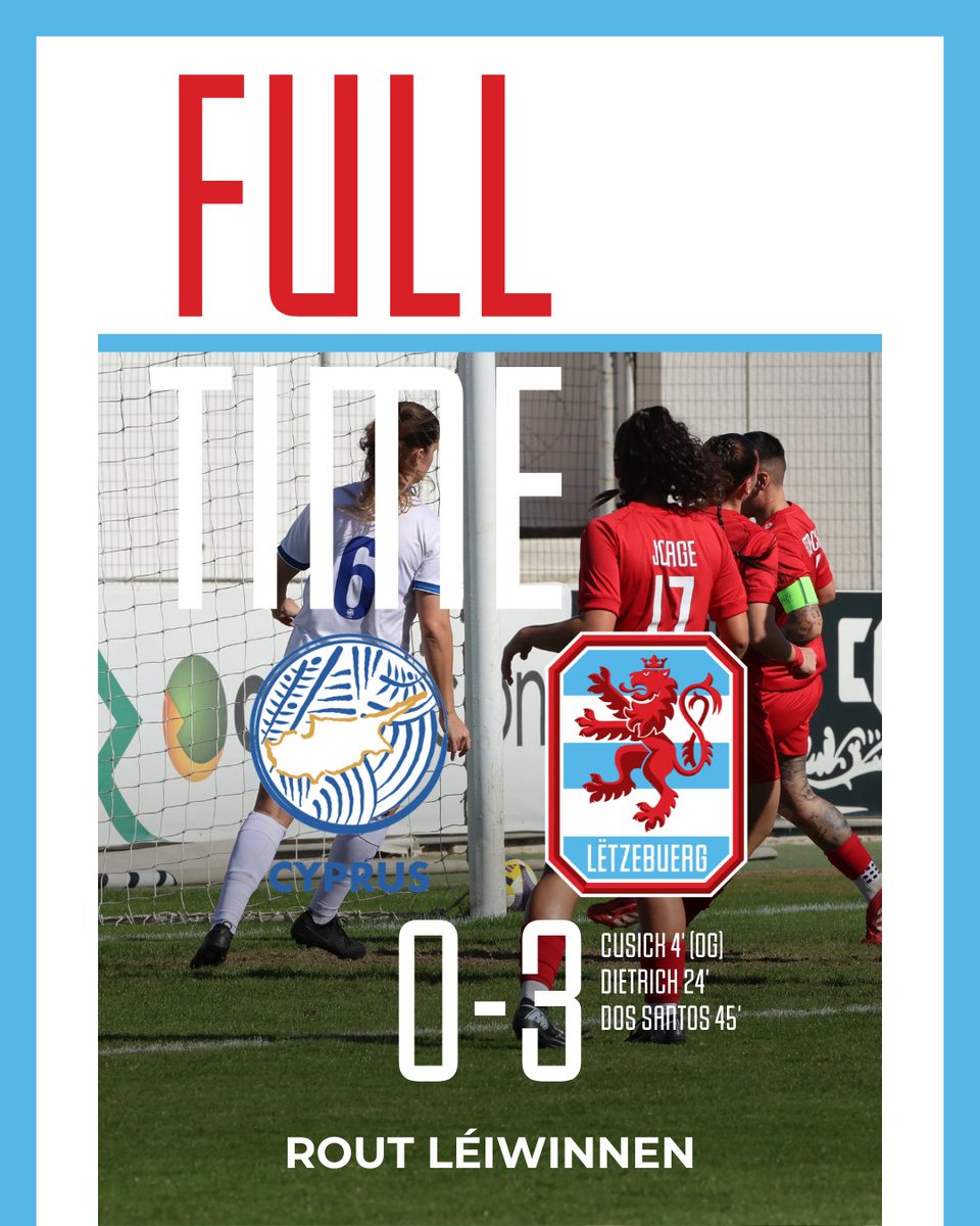 90' 🇨🇾🇱🇺 (0-3)

#RoudeLéiwHuelSe #RoutLéiwinnen #CYPLUX