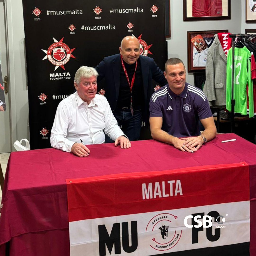 CSBGroup's tweet image. Last Friday, CSB proudly supported @ManUtd_Malta⚽, handling their trust services and Premises Loan Repayment to mark 30 years in Msida, with legends
@NemanjaVidicGMF &amp;amp; Martin Buchan joining the celebrations.  

Discover more: csbgroup.com/contact-us/