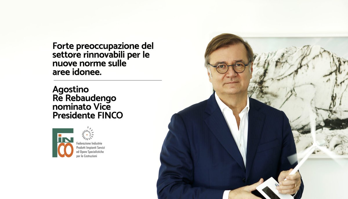 Sono stato nominato Vice Presidente di FINCO - Federazione Industrie Prodotti Impianti Servizi ed Opere Specialistiche per le Costruzioni.
Ringrazio FINCO per la fiducia, è un incarico che accolgo con grande senso di responsabilità.
Questa nomina arriva in un momento di forte