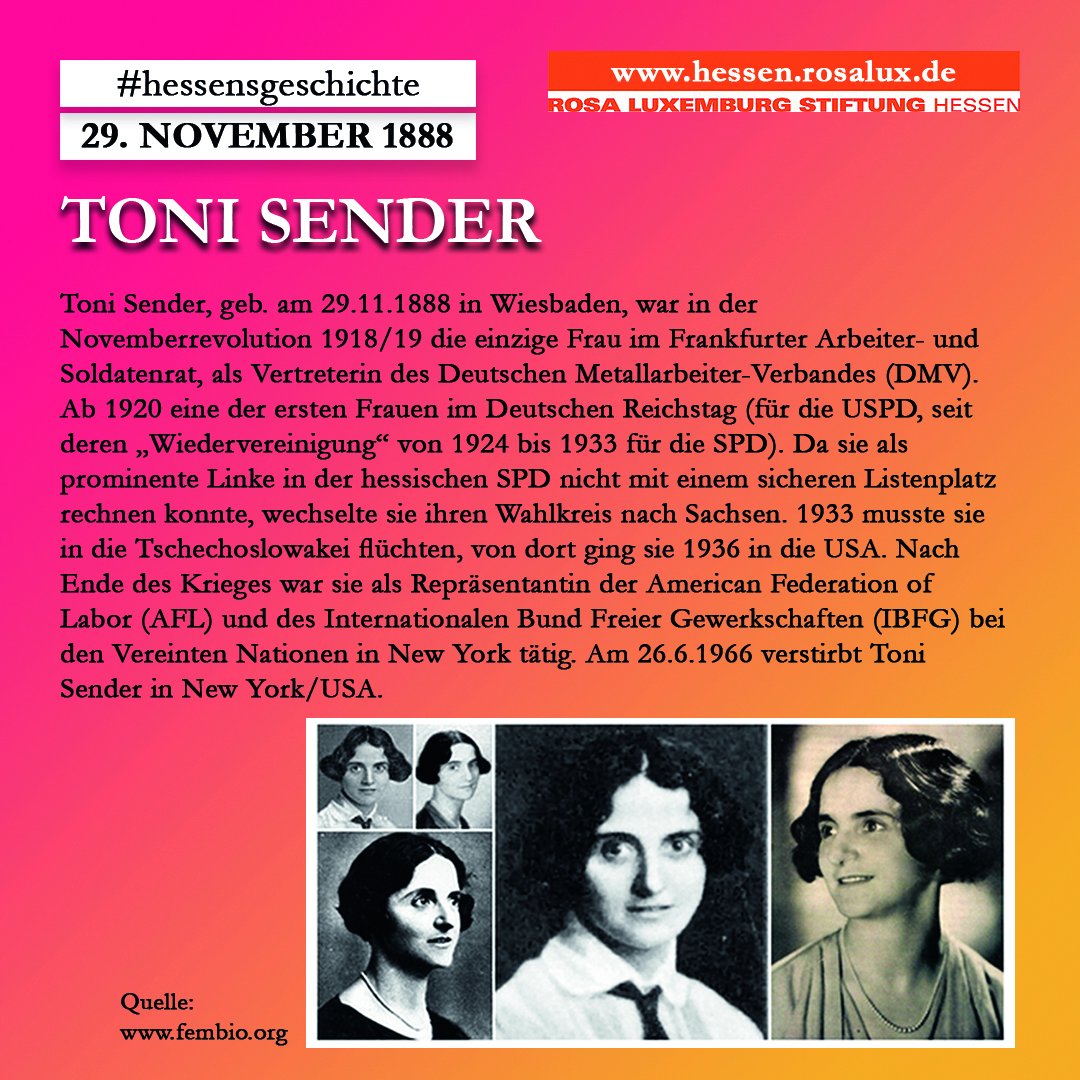 rosaluxhessen's tweet photo. Toni Sender, 29.11.1888
#hessensgeschichte #tonisender #USPD
Mehr Infos: https://t.co/dfDNs13PP3
https://t.co/gbxIQp0HwP
https://t.co/cGuexqYlAO https://t.co/rPVogfCMSa