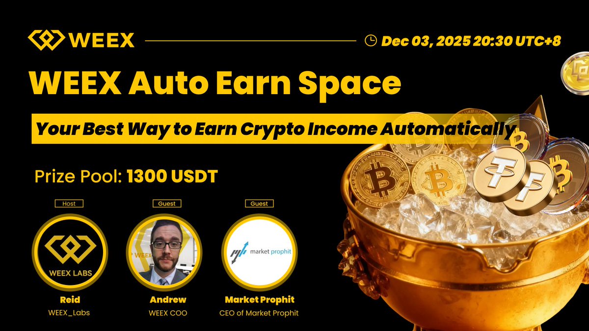 AminuCryptoLabs's tweet image. 🎙️ Tune in to the WEEX Auto Earn Space — the easiest way to grow your crypto automatically! 🎙️

💰 Total Rewards: 1300 USDT
📅 Live Date: Dec 03, 2025 | 20:30 UTC+8

Not on WEEX yet?
👉 Sign up here: weex.com/register?vipCo…

Before we go live, make sure you:
🔔 Set your reminder:…