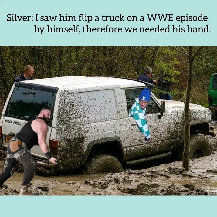 xsplicit_silver's tweet photo. Today we have @HeelStrowman Helping us push the stuck car out of the mud "🤌 https://t.co/OqV8khyP1N