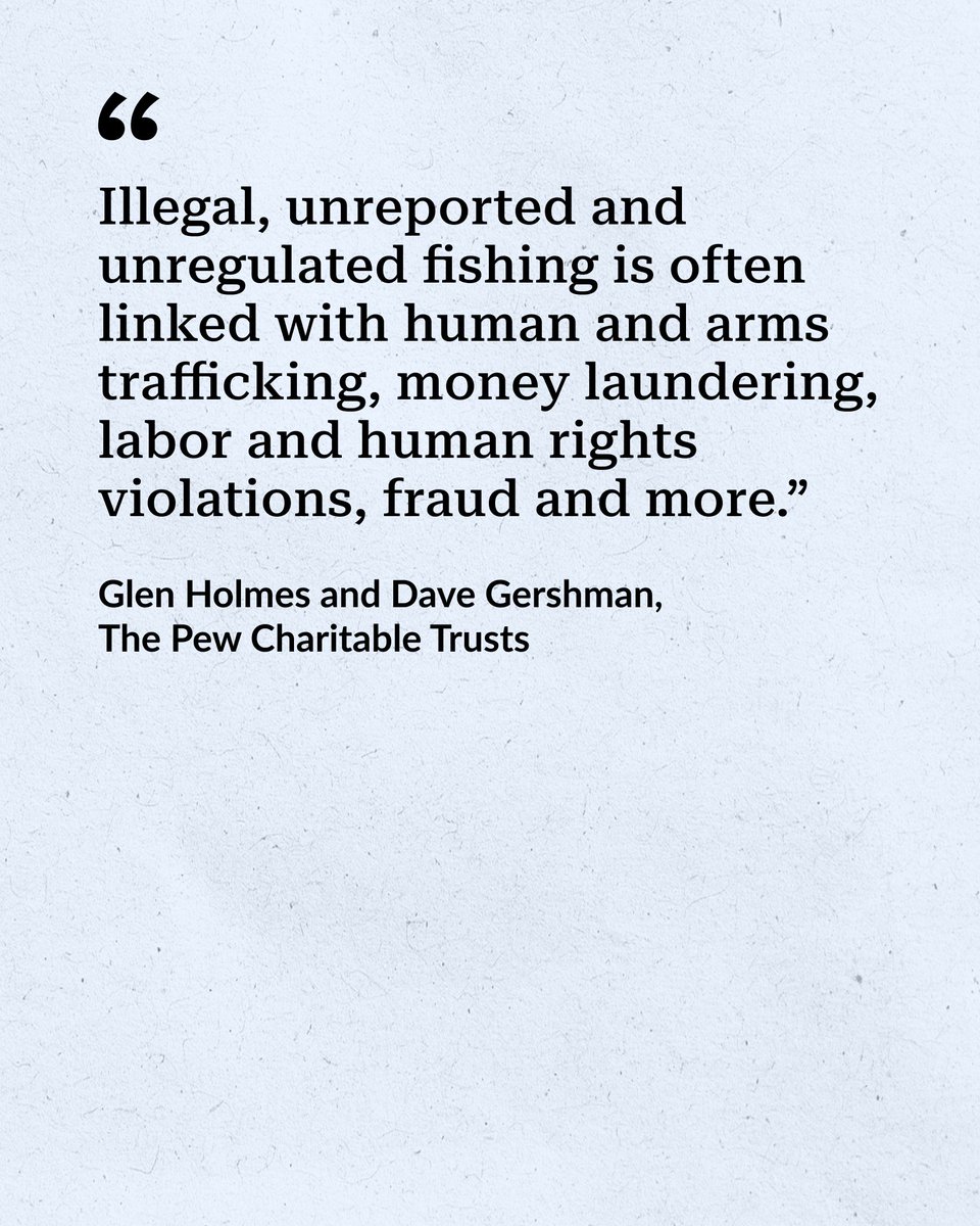 Countries can deter illegal, unreported, and unregulated fishing in the western and central Pacific Ocean by:

✅Increasing vessel monitoring 
✅Tightening port controls
✅Improving ship owner transparency
✅Updating ship-to-ship fish transfer oversight

pewtrsts.org/4rg6NGz