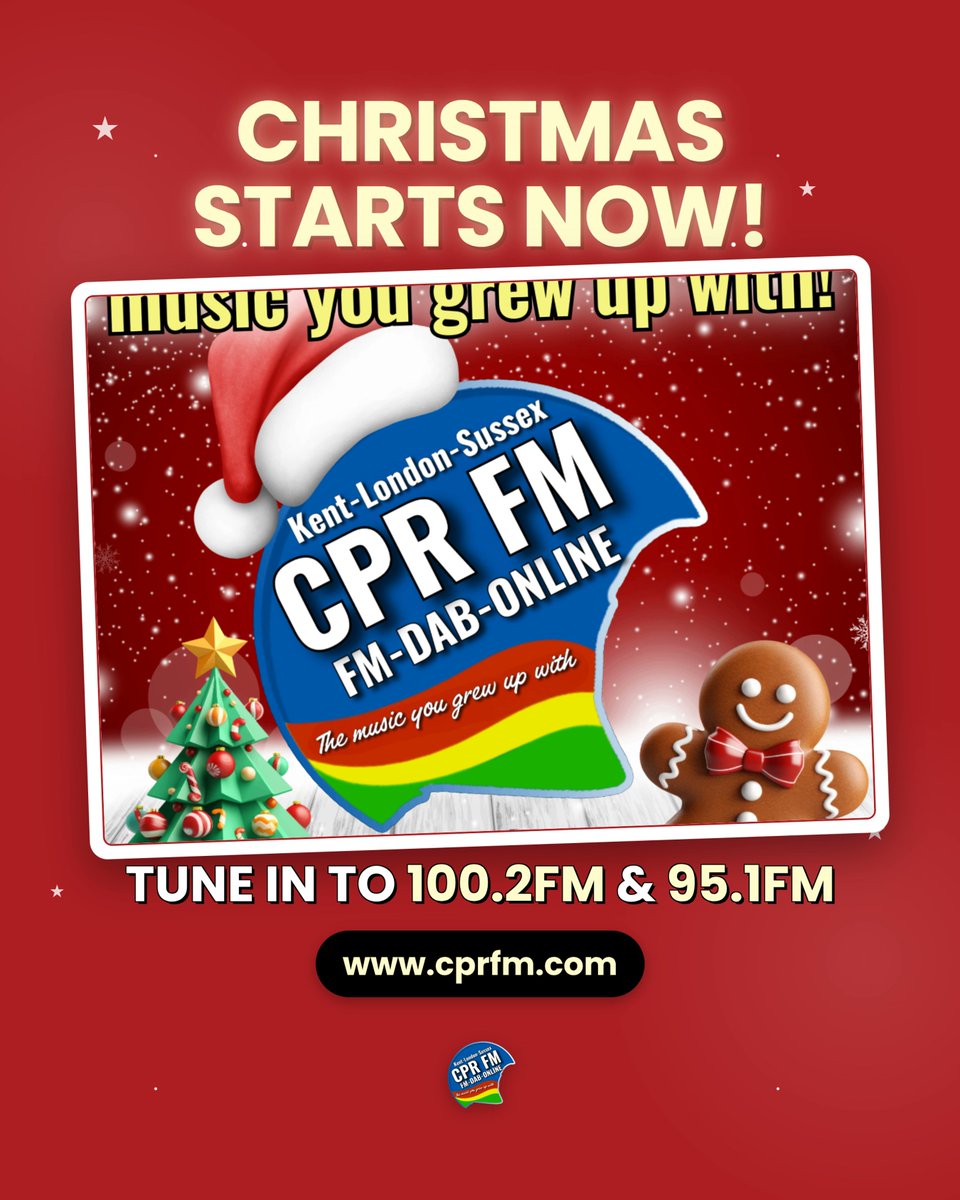 CinqueRadio's tweet photo. It’s official: CPR FM is soundtracking your Christmas! 🎄 Tune in now for nonstop festive classics on 100.2FM &amp; 95.1FM! Let’s celebrate together: sing along with us and make this the best Christmas ever! ✨ https://t.co/zizxmdNfNV https://t.co/C0XTaSwGLq