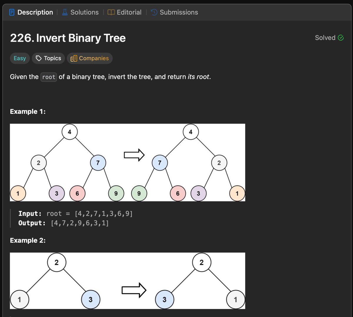 jacobtechtavern's tweet image. LeetCode Grind: Invert Binary Tree 

Invert a binary tree? Completed it, mate.

As with all recursion questions, I kind of just started typing and it magically solved the test cases. 

Basically each iteration works with a smaller subtree, and eventually you are inverting…