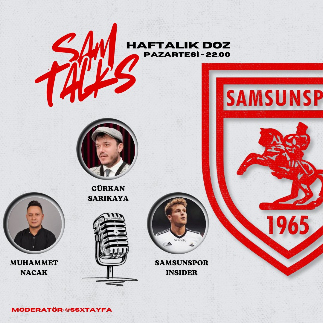 🎙️ SamTalks bu gece saat 22.30’da! ✊🏻

🟠 Alanyaspor maç sonu değerlendirmesi.

🌍 Breiðablik maçında puan kaybına rağmen devam eden liderlik.

🐈 Galatasaray maçı öncesi kritik analiz.

⛑️ Sakatlıktan dönenler ve yakın zamanda dönecek oyuncular.

📊 Ligde son durum.

🔴