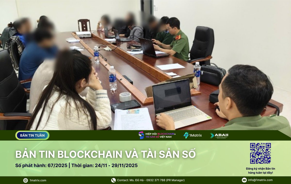 1matrixvietnam's tweet image. Read Blockchain and Digital Assets Newletter Week 24/11 - 29/11/2025 published by #1Matrix, Vietnam Blockchain Association #VBA, Institute of Blockchain Technology and Artificial Intelligence #ABAII. (Vietnamese Version)