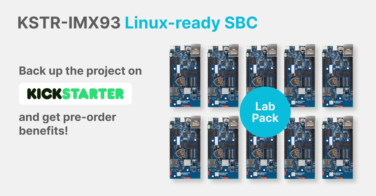 Conclusive_tech's tweet image. Get it in bulk, cheaper. The KSTR-IMX93 lab pack is now available on Kickstarter: kickstarter.com/projects/c-eng…. Get 10 boards for just €1,200. #EmbeddedDesign #Kickstarter #IoT