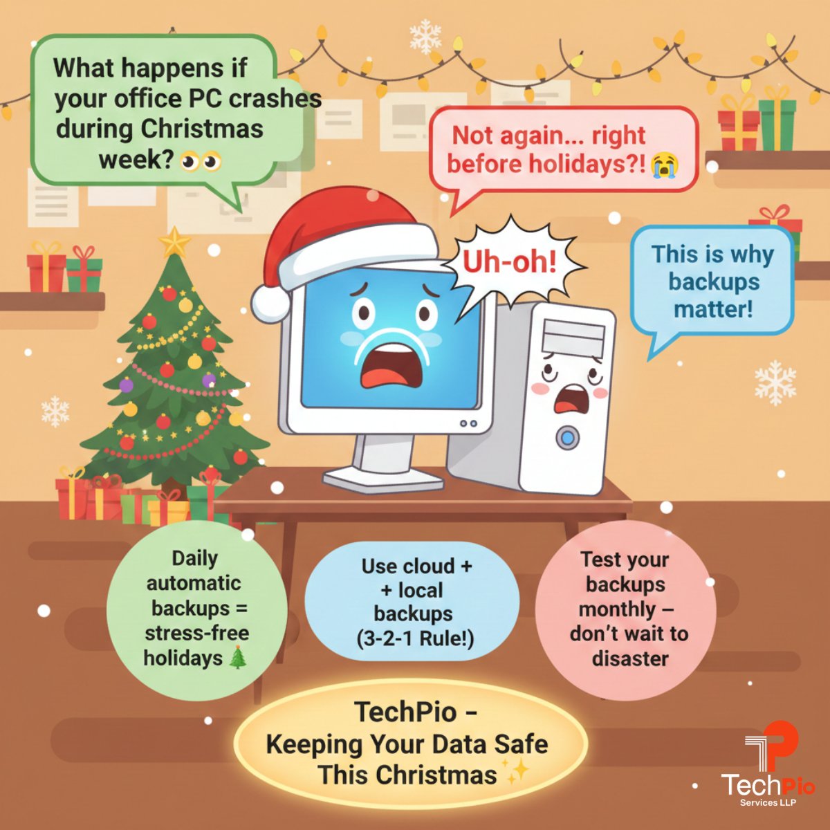 dalbeirthakur's tweet image. 💥 What if your office PC crashes this Christmas week?
Backups = peace of mind.
Use cloud + local + 3–2–1 rule.
👉 TechPio.com
#TechPio #Backup #CyberSecurity