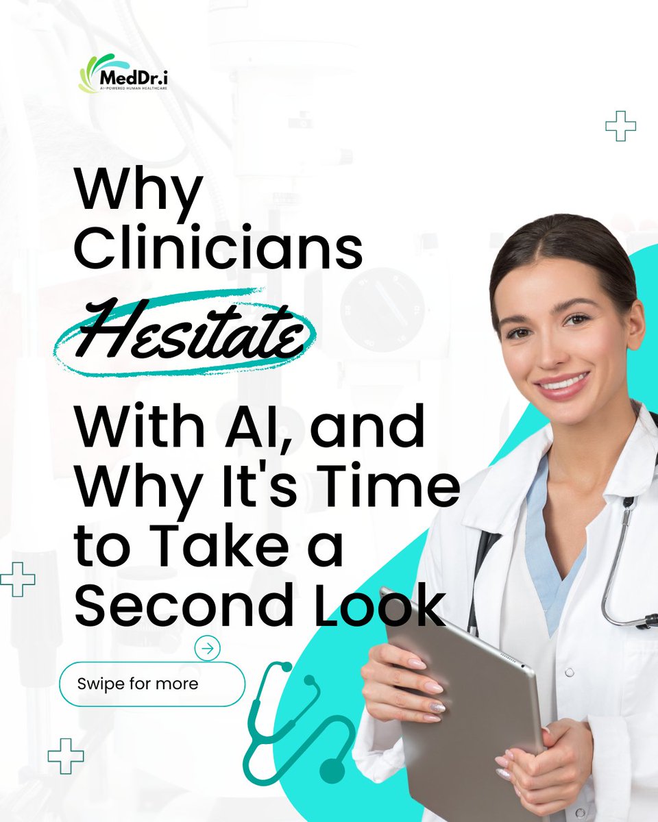 meddri_health's tweet photo. Clinicians are innovative, but they are also careful because healthcare involves lives.
This post highlights why clinicians hesitate with AI, and how Meddri's transparent clinical intelligence changes things
See more. Link in bio.
#Meddri #DigitalHealth #ClinicalIntelligence https://t.co/M0yjI3bflN