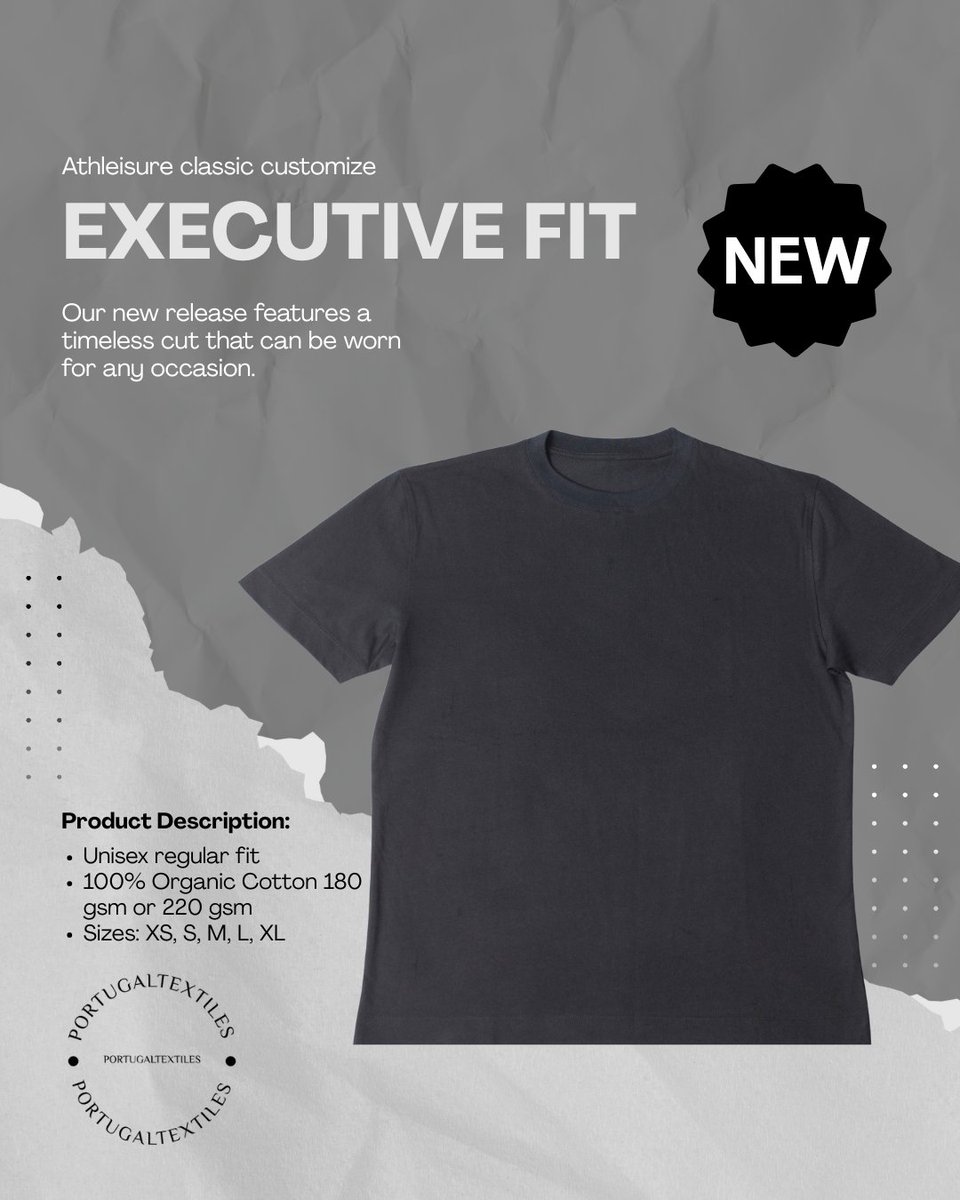 FASHIONNETWORKP's tweet image. The  Executive Fit T-Shirt has tailored silhouette. Zero transparency.  Luxuriously soft handfeel. Dynamic stretch that holds structure.  
Crafted in Portugal with premium 100%  Organic Cotton, designed to modern uniform:  minimal, refined, elegant, intelligent.
