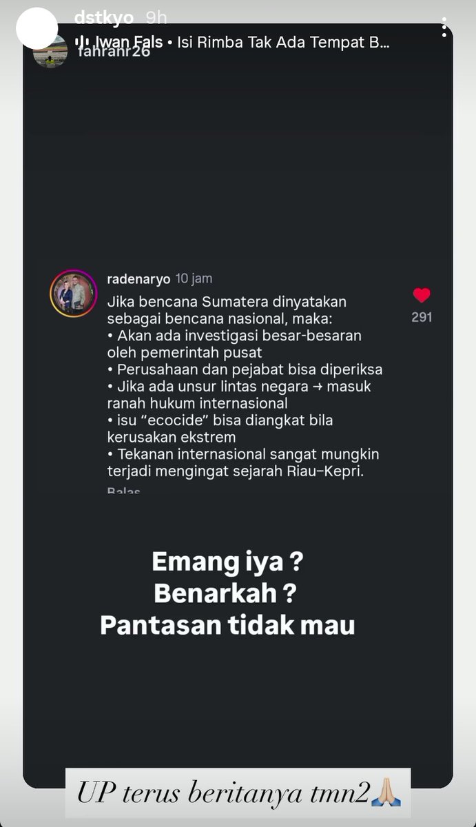 up terus, jangan berhenti sampai pemulihan pasca bencana aja tapi nasib ke depannya.