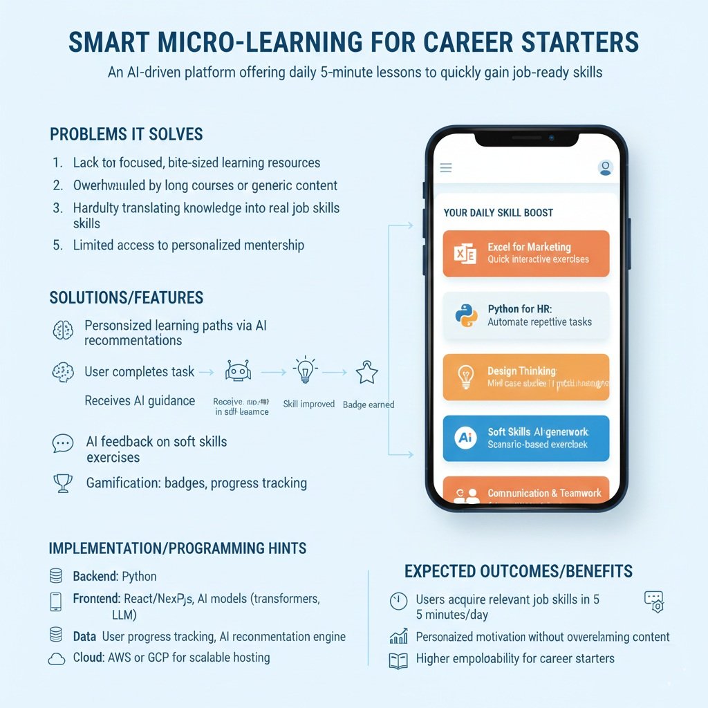 BorseHeute's tweet image. Introducing **Smart Micro-Learning** 🚀 – AI-powered daily 5-min lessons to gain job-ready skills. Personalized paths, interactive modules, and gamified progress make learning fast and motivating.

#MicroLearning #EdTech #AI #CareerGrowth #SkillDevelopment #JobReady