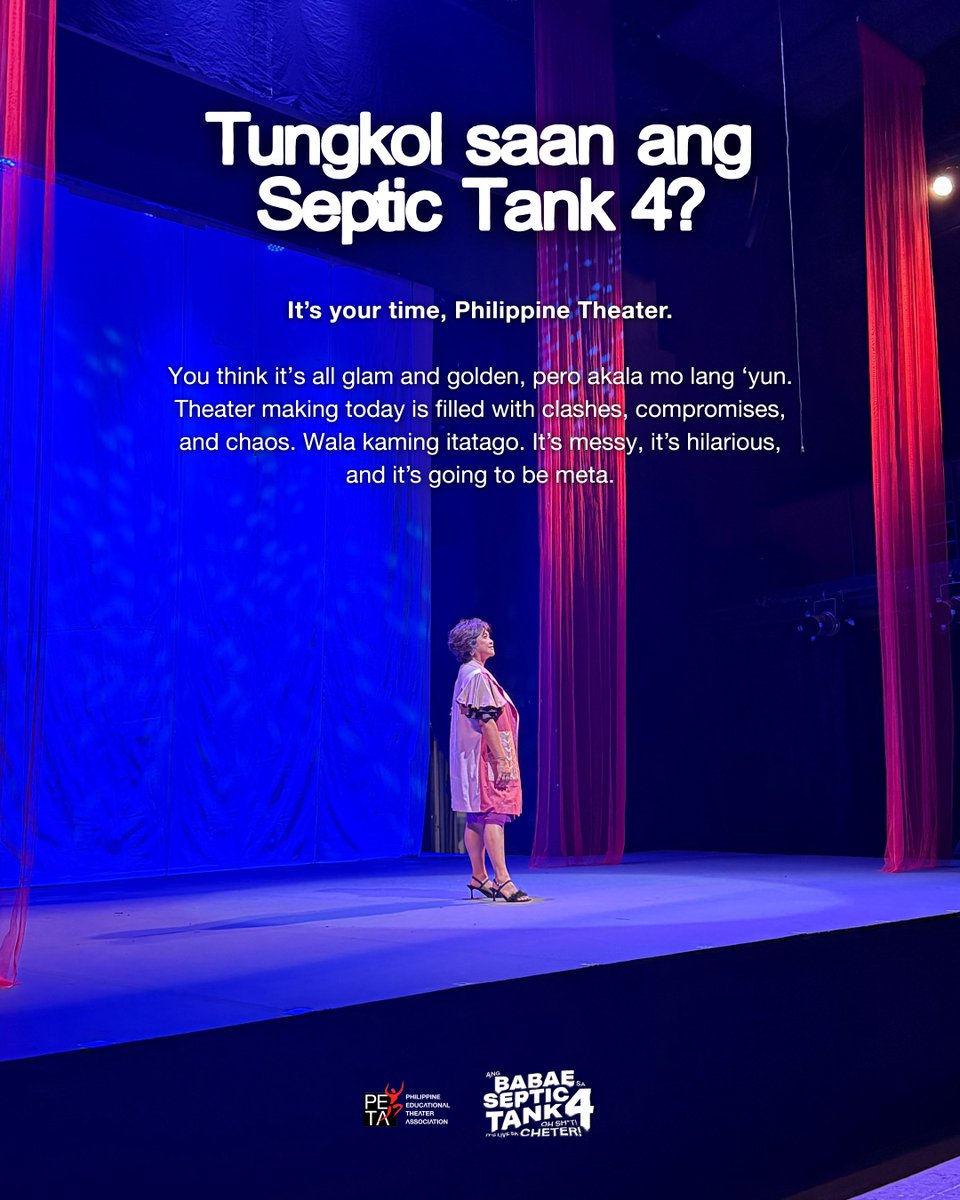 petatheater's tweet photo. 𝗞𝗮𝗶𝗹𝗮𝗻 𝗯𝗮 𝗹𝘂𝗺𝗮𝗹𝗮𝗯𝗮𝘀 𝗔𝗻𝗴 𝗕𝗮𝗯𝗮𝗲 𝗦𝗮 𝗦𝗲𝗽𝘁𝗶𝗰 𝗧𝗮𝗻𝗸? 🚽 The times have called the kween... 👑

🚨 𝗦𝗜𝗚𝗡 𝗨𝗣 𝗧𝗢 𝗧𝗛𝗘 𝗪𝗔𝗜𝗧𝗟𝗜𝗦𝗧 🚨
https://t.co/65pRlduZCI 🎟️

#PETASepticTank4 opens June 19 - August 16, 2025 at the PETA Theater Center. https://t.co/jBECX0PjTY