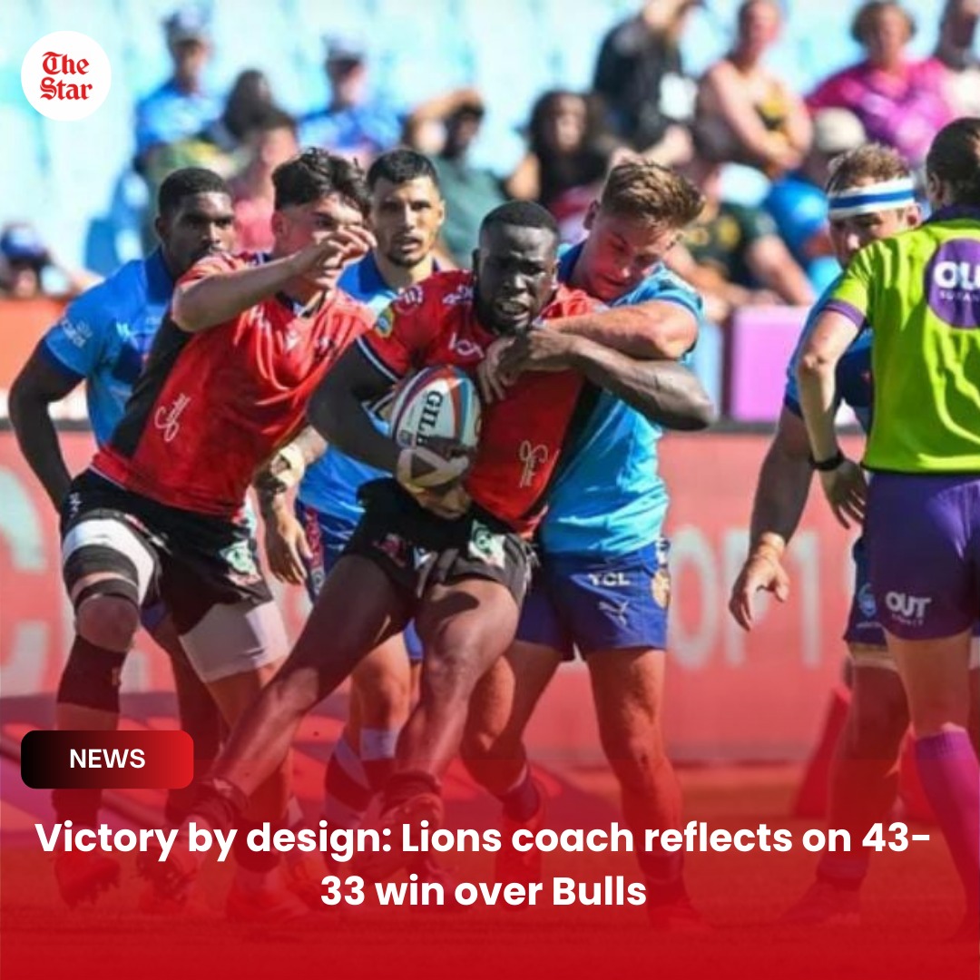 TheStar_news's tweet photo. Lions coach reacts to 43–33 Bulls win 🦁🏉

Lions coach reflects on their 43-33 triumph over the Bulls — a victory built by design.
🔗 https://t.co/0UpybIP4bI
#LionsRugby #BullsRugby #URC #RugbySA #TheStarSport #GameDaySA https://t.co/jSG6zunm4y