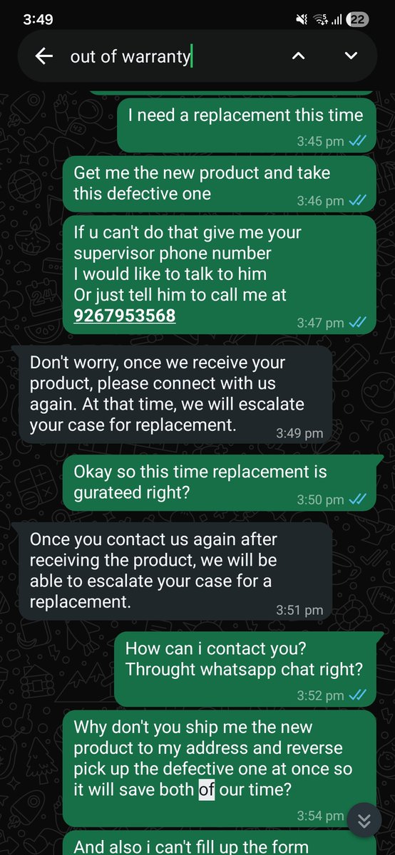 Amankum40569867's tweet photo. Sent my @GOBOULT earbuds for service 3 times (Ticket 763462862377). After the 2nd service, your agent told me to select a post-warranty date so the request goes through and assured a replacement.
Now I’m told it’s “out of warranty.” I have proof. Please resolve. @jagograhakjago https://t.co/zAx3DnJWeV