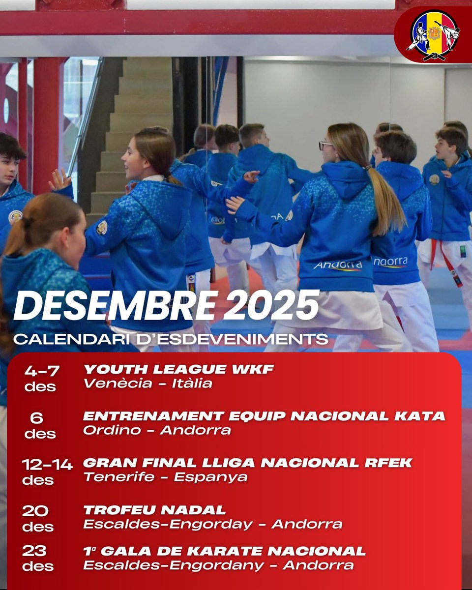 📅🥋 Aquest és el calendari del mes de DESEMBRE

💪👉 Quin final d’any carregat de reptes i il·lusions! Seguim!

 #SomAndorra #SomKarate