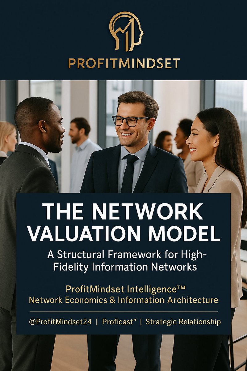 ProfitMindset24's tweet image. THE NETWORK VALUATION MODEL
A Structural Framework for High-Fidelity Information Networks

ProfitMindset Intelligence™ | Network Economics &amp;amp; Information Architecture

@ProfitMindset24 | Proficast™ | Strategic Relationship Systems 

Most people think their network is their…