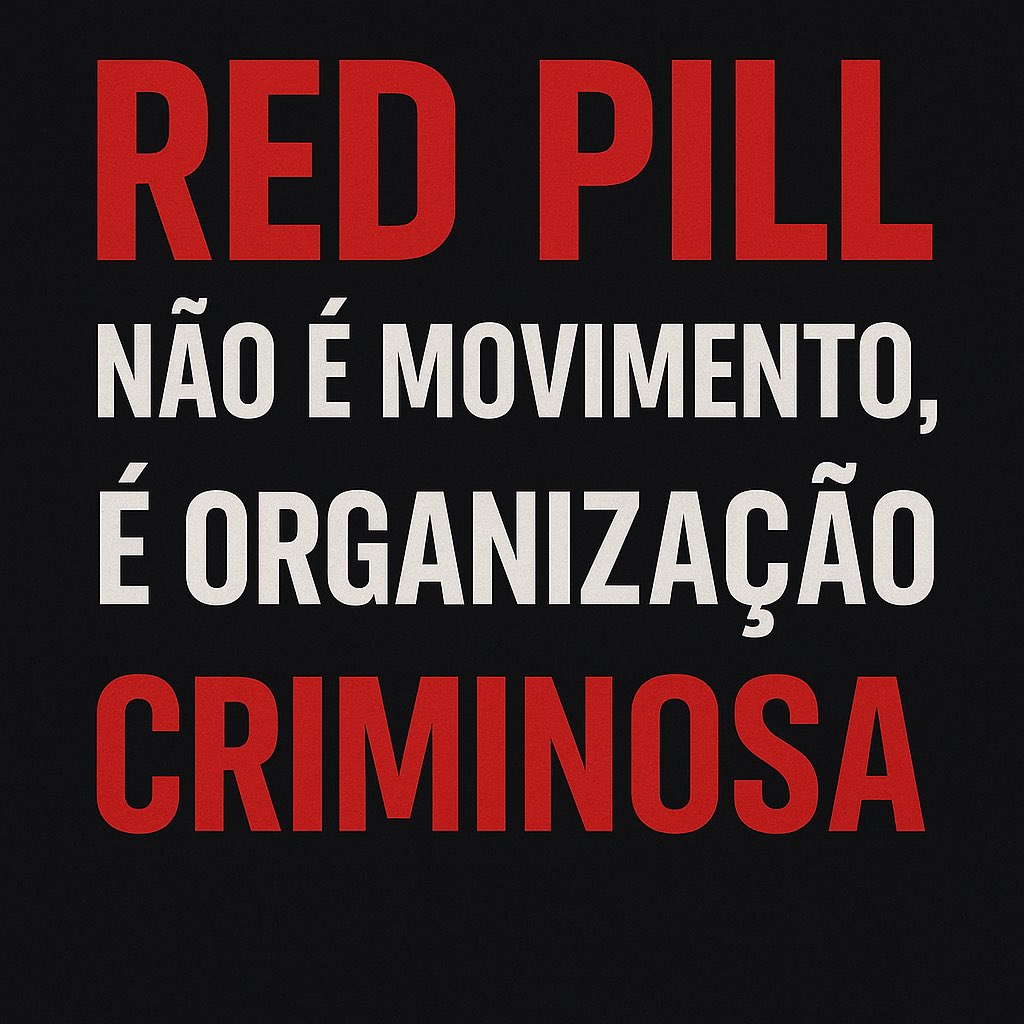 roberta_bastoss's tweet image. Red pill não é “opinião”, é a porta de entrada para agressores de mulheres, futuros feminicidas, homens que escolhem ser monstros.

E é preciso dizer com clareza, misoginia não é transtorno, não é doença, não é diagnóstico.

É escolha. É violência. É crime em construção.