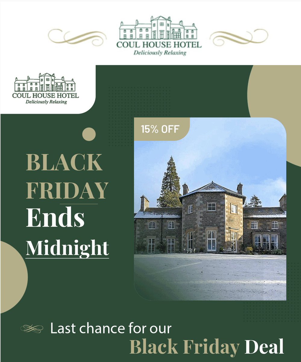 Last Chance for Coul’s Black Friday Deal

15% off all gift vouchers — ends at midnight tonight.
The perfect treat for someone special (or yourself).

coulhousehotel.vouchercart.com/app/

#CoulHouseHotel #BlackFriday2025 #HighlandsHotel #GiftVouchers #HotelOffers #ScottishHighlands #NC500
