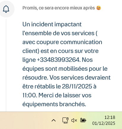 AlexandreRideau's tweet photo. Hey @bouyguestelecom, dites, vous voyez un soucis sur ce screen ? Les autres dites rien

indice: dates

P.S. : La solution de secours qui repose sur une clé 4G (dommage qu'en 2025 la 5G n'existe pas encore....) n'est pas fiable puisque je ne capte pas chez moi 🤡

@UFCquechoisir https://t.co/GmTOdHAXLA