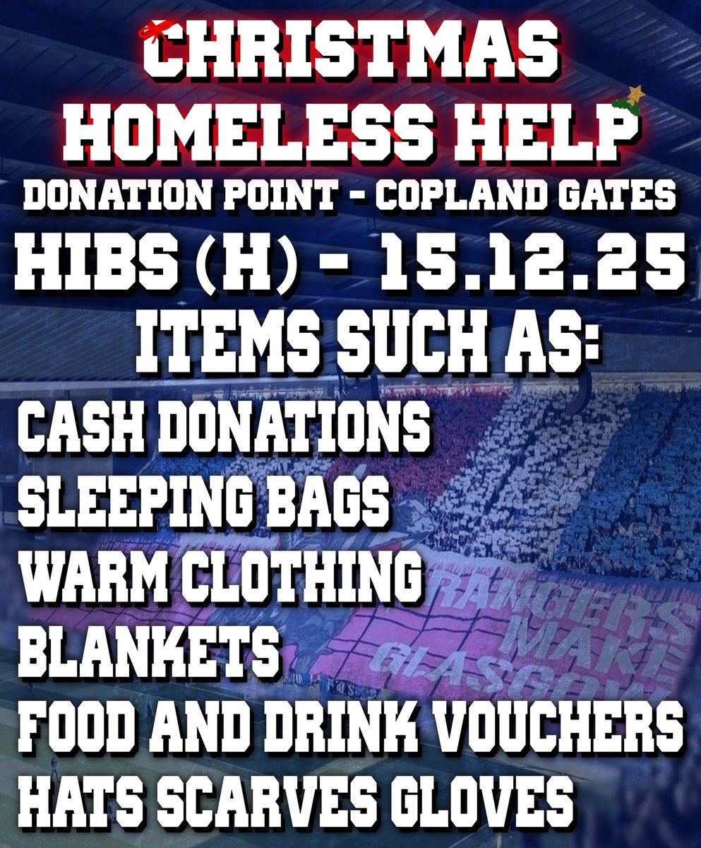 Union Bears are collecting items listed below to donate to those sleeping rough and suffering from homelessness in Glasgow over this festive period this year. 

Any donations are greatly appreciated!