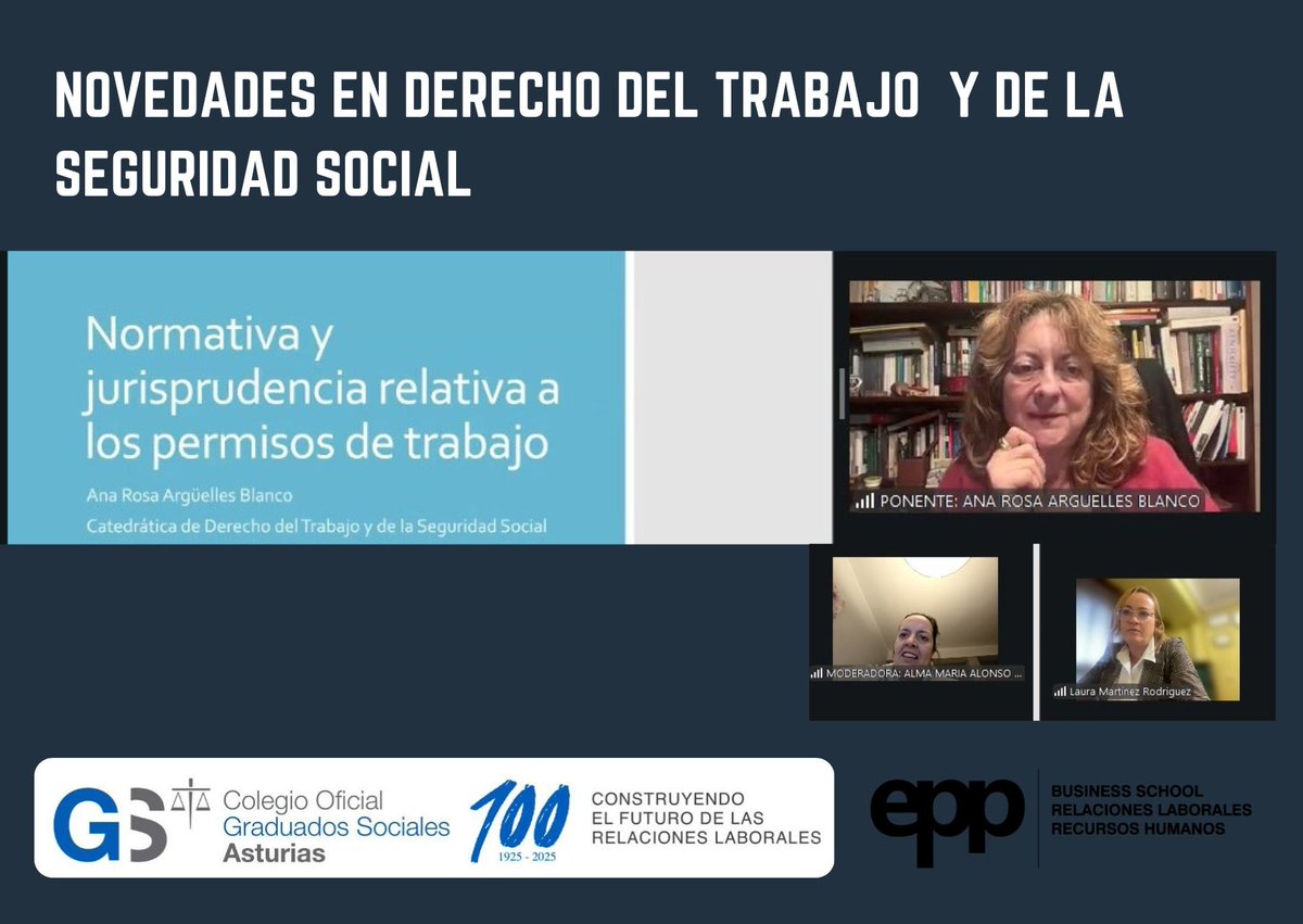 3ª Jornada en el marco del acuerdo de colaboración entre el Colegio y el Área de Derecho del Trabajo y Seguridad Social de la Universidad de Oviedo. Fundación Universidad de Oviedo (FUO). Cerramos la semana con Ana Rosa Argüelles, a quien agradecemos el apoyo al colectivo de GSA.