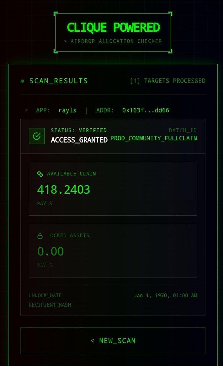 Incentive_Trail's tweet photo. If you interacted with @RaylsLabs through out their campaign on Galxe, 

Check your allocation through the link link from @Zun2025
Tool link : …https://t.co/SYyP9L3dCH

Enter : rayls for $RLS airdrop
and Enter your one or multiple address https://t.co/uENg6i11p9