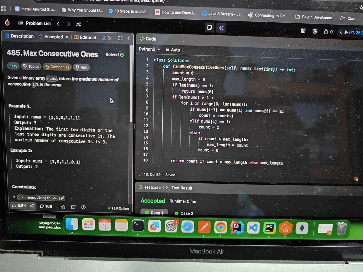 ankit_03996's tweet photo. Daily dose of leetcode💉 will help you stay immune in the first technical round of the companies

⏳ Problem solved: Max Consecutive Ones
 
✅  Need to improve my speed

I am following @akshaymarch7  namaste DSA videos

#DSA #100daysofcode #Python #dsawithpython https://t.co/a6XgLy0eR0