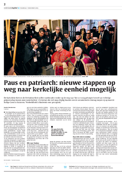 Groter kan het verschil bijna niet: pagina 1 en 2 van de krant van vandaag.