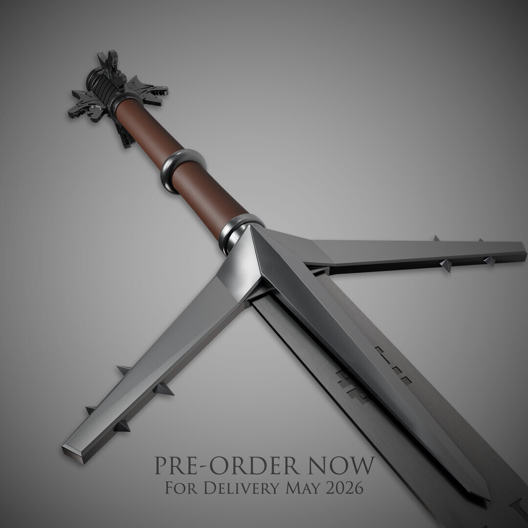 JVCom's tweet photo. Une réplique parfaite de l'épée de Geralt de Riv !

CD Projekt s'est associé aux maîtres forgerons de Raven Forge pour reproduire l'épée d'argent Aerondight.

- 1,4m de long
- 3,5kg 
- forgée en acier trempé
- dispo en précommande
- livraison en mai 2026 https://t.co/NAdGIWy4vC