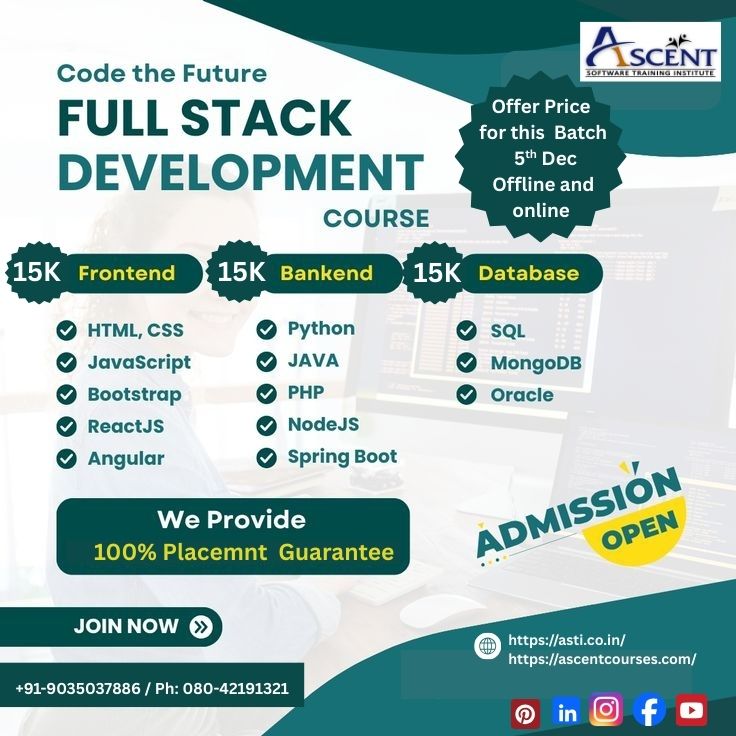 astidigital2024's tweet image. 🚀 Code the Future with Full Stack Development!
🔹 Offline &amp;amp; Online Classes Available
🔥 Offer Price for New Batch – Starts 5th Dec
📱 +91-9035037886
☎️ 080-42191321
🌐 asti.co.in | 
#FullStackDevelopment #AscentInstitute #SoftwareTraining