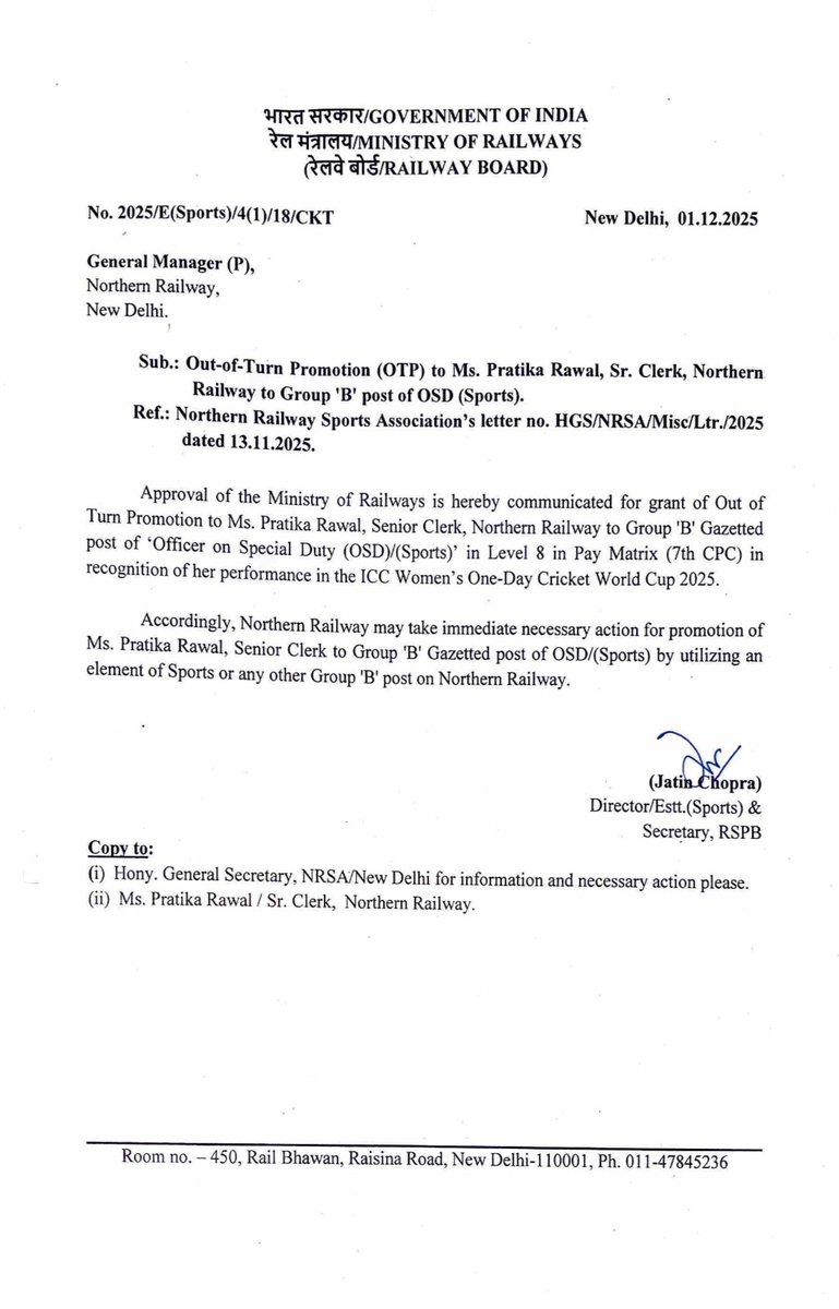 Grateful to the <a href="/RailMinIndia/">Ministry of Railways</a> for recognising our efforts and promoting me as the Officer on Special Duty (osd). Railways has always been very supportive, and your belief means a lot to me💪