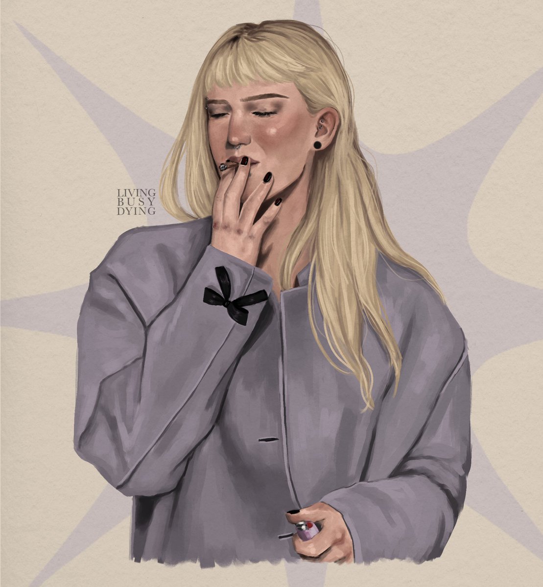 livingbusydying's tweet image. The final Femdreil sketch (for now!) is a little purple Drew 💫#aftg #andrewminyard