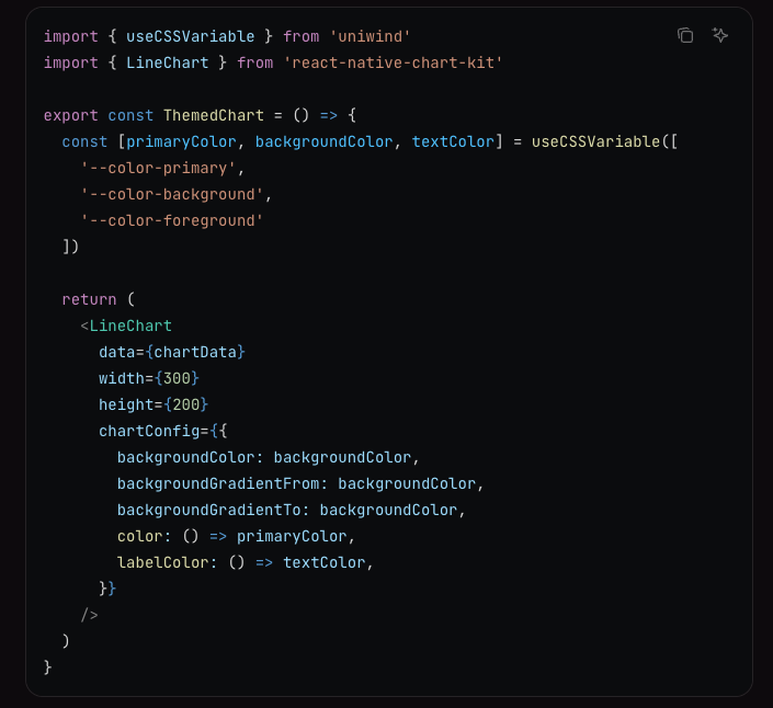 jpudysz's tweet image. New version of Uniwind is available 🥳

You can now pass array of CSS variables to be resolved: