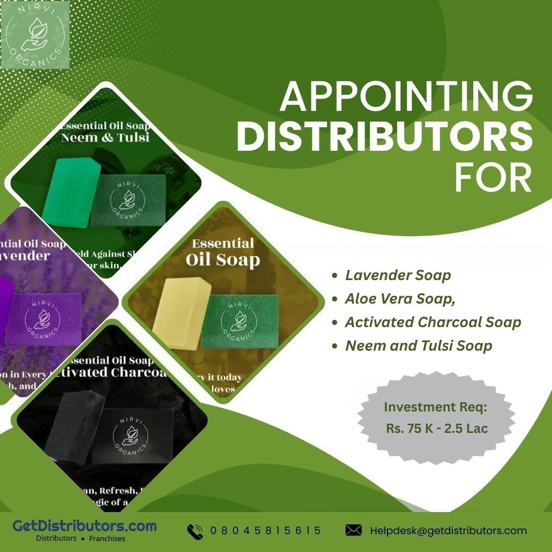 getdistributors's tweet image. Appointing #Distributors for Lavender Soap, Aloe Vera Soap, Activated Charcoal Soap, Neem and Tulsi Soap.
Brands 👉 #NirviOrganics
Details 👉 getdistributors.com/tiny/VmYJlZyCOE

★Investment : ₹ 75 – 2.5 Lac
★Attractive Profit Margins

#NirviOrganicsPrivateLimited #OrganicSoap #Dealers