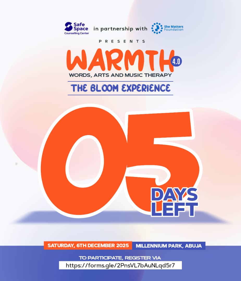 It's a new month, 

Welcome December but guess what? We’re just 5 days away from Warmth 4.0 The Bloom Experience.

A month of growth, healing, and beautiful expression begins now. 

Have you registered? 😌😌
#warmth4.0
#therapy 
#warmth 
#music 
#arttherapy