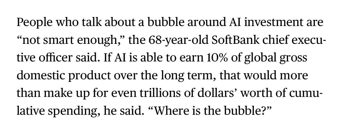 refsrc's tweet image. If you think there&apos;s a bubble in AI, SoftBank&apos;s Masa regrets to inform you