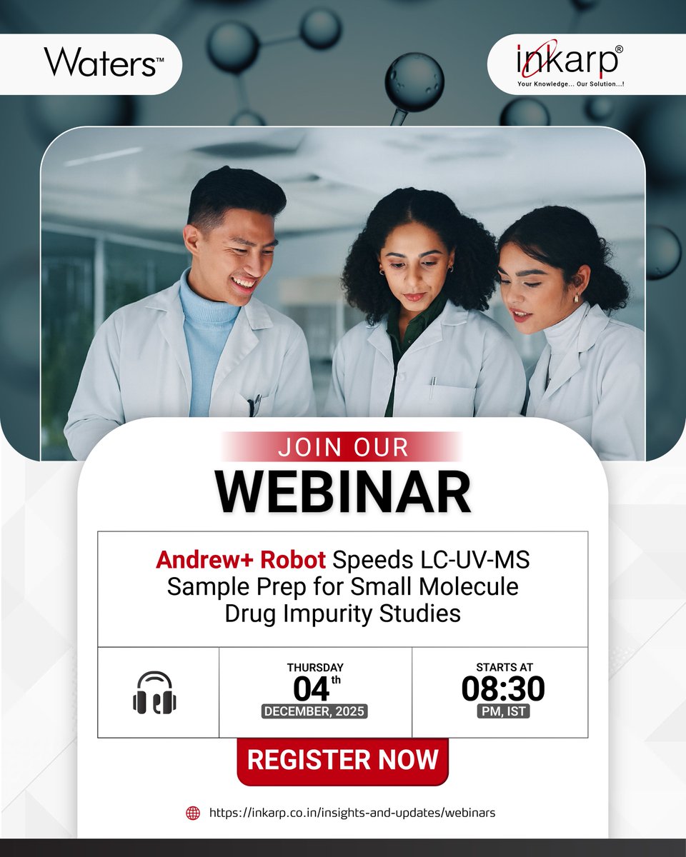 inkarpindia's tweet image. Tired of variability in LC-UV-MS sample prep?

See how Andrew+ Robot + OneLab deliver hands-free, compliant, reproducible workflows for impurity studies &amp;amp; API intermediate analysis.

📅 Dec 4 | 🕒 8:30 PM IST

Register now: inkarp.co.in/insights-and-u…