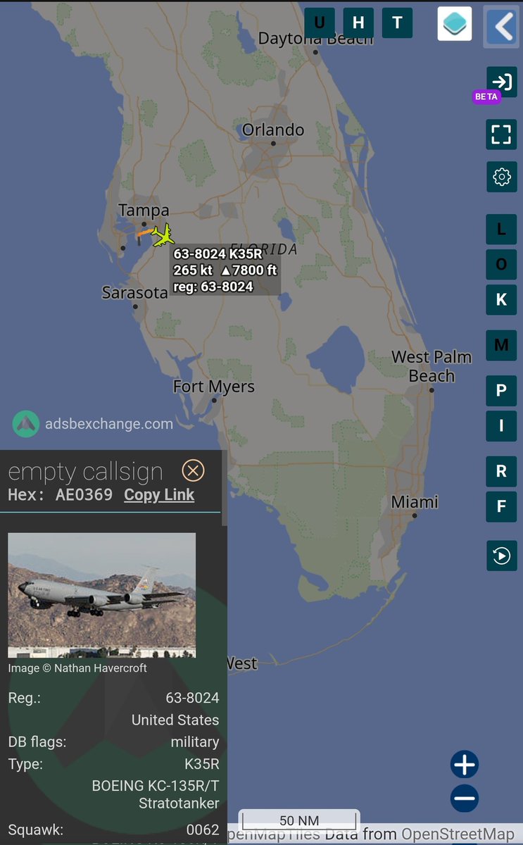 sipjack1776's tweet photo. KC-135R Stratotanker 
#AE0369/63-8024
Tracking SE out of MacDill 
@Borrowed7Time @FlconEYES @r4streando @Arr3ch0 @LatAmMilMVMTs https://t.co/N83RwJ4ROM